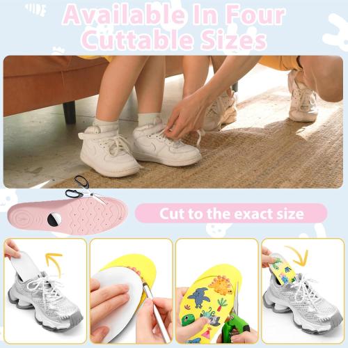 Insoles for Airtag Hidden Holder, Tracker Devise Case for Kids, Comfortable Inserts for Shoes (Pink, Foot:6.2-6.9IN/Insole:6.8-7.5IN/10-12C)