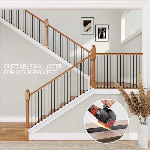 20 Pack 36 x 1/2 Wrought Iron Balusters for Staircase Interior, Hollow Stair Baluster, Plain Bar Stair Railing Indoor Spindles Banister with 2 Drill Bit