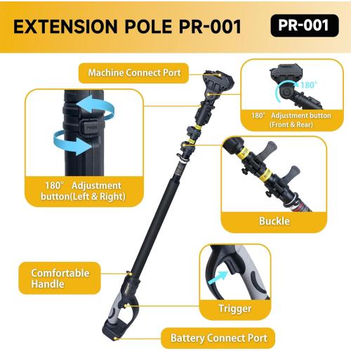 Extendable Pole for Cordless Electric Pruning Shear, Telescopic Pole 4.2-8.2 ft Extension for Gardening Tree Pruner Extended Cutting Reach for Professional Battery Secateurs Heavy Duty