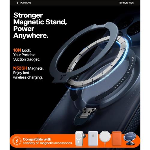 TORRAS Ostand Q3 Air for iPhone 17 Pro Max Case with 360 Magnetic Stand, Fit for MagSafe, Mil-Grade Drop Tested, Camera Control Button, Shockproof Phone Case for iPhone 17 Pro Max 6.9, Midnight Blue