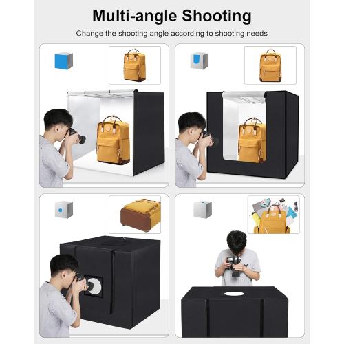 PULUZ 32x32 Light Box Photography, Large Photo Light Box with 3 Stepless Dimming Light Panel, 234 LED Beads, Professional Photo Booth Shooting Tent Kit with 4 Color Backdrops for Product Photography