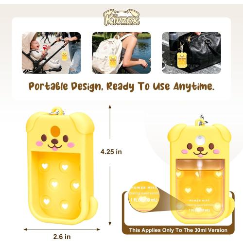 Dog Silicone Case for Touchland Hand Sanitizer Spray with Keychain, Compatible with Power Mist & Glow Mist 1 FL Oz/30ML for Touchland Case, Cute Travel Cover Sleeve Yellow