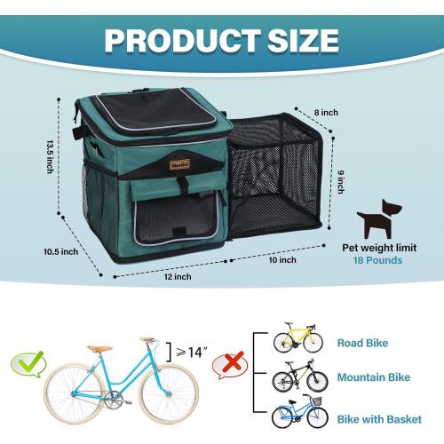 Expandable Foldable Dog Basket Backpack - Safe, Easy Travel Carrier for Small Pets (Green)