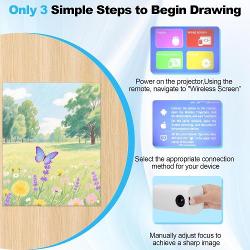 Art Projector for Tracing Drawing Painting, Drawing Projector with iOS/Android Support - Desktop & Wall Canvas Projection, Sketching Tool for Kids/Beginners/Adults, Cake Decorating Art Supplies