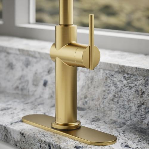 KOHLER 22972-2MB Crue Pull Down Kitchen Faucet, Pull-Down Sprayer, Vibrant Brushed Moderne Brass