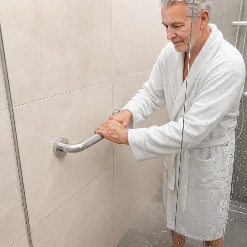 Grab Bars for Shower 24 Inch Bathroom Safety Bars for Seniors | 1.25'' Diameter; Heavy Duty 304 Stainless Steel; Non-Slip Knurled Grip; Brushed Nickel Metal; Wall Mounted; 500lbs Capacity