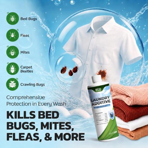 Eco Defense Bed Bug, Mite & Flea Treatment Laundry Additive Mite Killer & Bed Bug Detergent Plant-Based, Child & Pet Friendly Laundry Solution