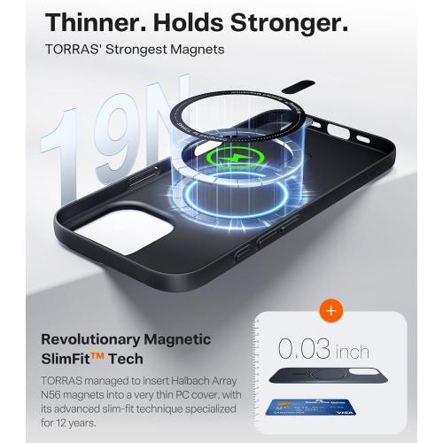TORRAS Magnetic Slim Fit for iPhone 17 Case, Ultra-Thin Compatible with MagSafe, Stronger Magnetic   Thinner, Lightweight Matte Anti-Scratch Hard PC Cover Phone Case for iPhone 17, Black