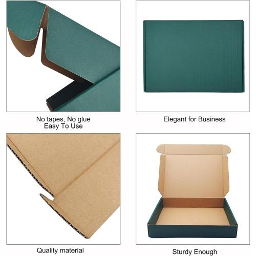 25 Pack Small Green Corrugated Cardboard Mailer Boxes - 13 x 10 x 2 Inch, Ideal for Packaging, Gift Boxes, Party Decorations