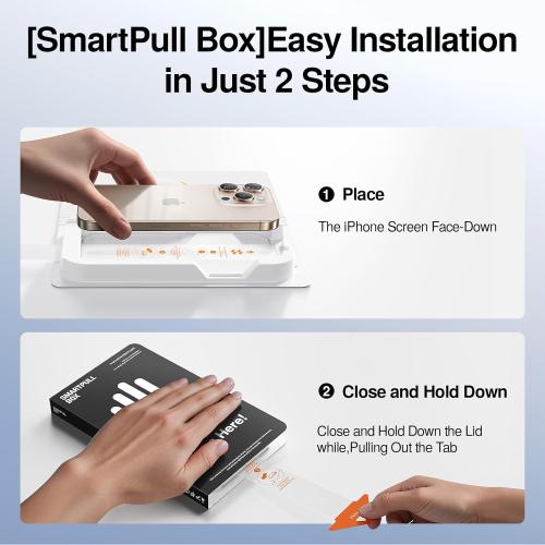 SMARTDEVIL 3 Pack Screen Protector for iPhone 16 Pro Max, Bubble-and-Dust-Free Box, HD Tempered Glass, Military Grade Shatterproof & Ultra Durable, Easy Installation