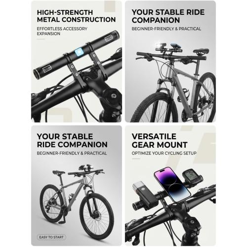 Redcomets USB Rechargeable Bike Handlebar Extender,7.8in Bike Handlebar Extension and Built-in 4000mAh Bike Phone Charger, for Holding Bike Speedometer, Phone Mount Holder and Bike Lights.