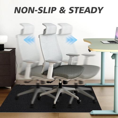Sycoodeal Office Chair Mat for Hardwood Floor,Office Computer Gaming Chair Mat for Tile Floor,Large Floor Protector Rug,Anti-Slip,Easy to Clean,Pure Black(48x55)