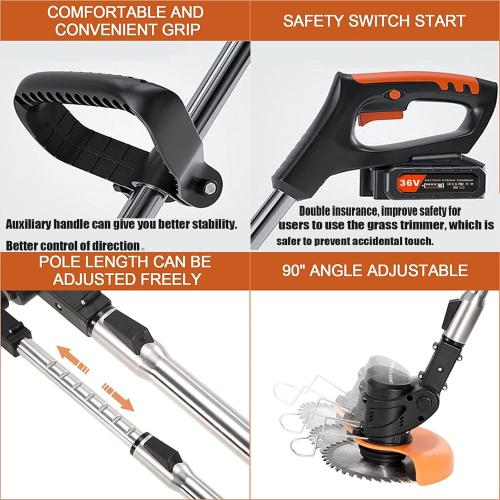 Weed Wacker 24V Eater Battery Brush Cutter, Electric Eater Battery Cordless stringles with 2 Batteries, 1 Charger, 3 Types Blades, Weed Wacker Battery Powered, Lightweight Battery Electric Weed