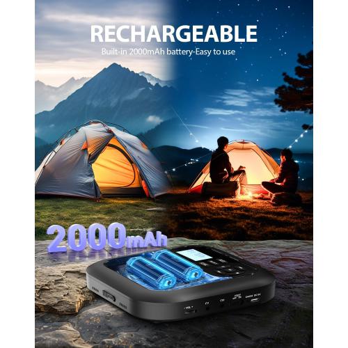 Portable-CD-Player with Bluetooth - Rechargeable with FM Transmitter, Dual Speakers, Headphones and AUX Use for Car Travel Home