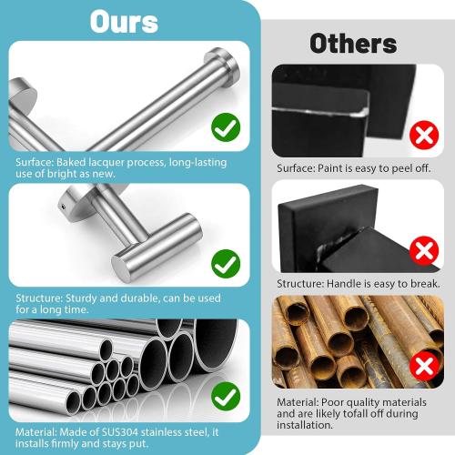Bathroom Hardware Set, 6-Piece Towel Bar Set Brushed Nickel Towel Holder Set Includes 19.68/23.6 in Towel Bar,Toilet Paper Holder,Towel Ring and Towel Hook Wall Mount Bathroom Accessories Set