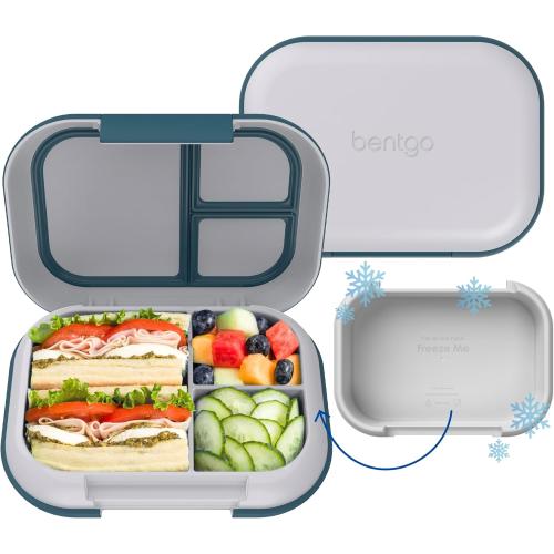 Bentgo Chill Max Leak-Proof XL Lunch Box - Included Ice Pack Keeps Food Cold; 5-Cup Capacity for Adults & Ages 8 , 3 or 4 Compartment Bento Box, BPA-Free, Dishwasher Safe (Fog & Deep Teal)