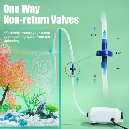 AQUANEAT 14Feet Aquarium Airline Tubing, Standard 3/16 Tubing, Air Pump Accessories,with Air Stones, Check Valves, Suction Cups and Connectors (Clear)