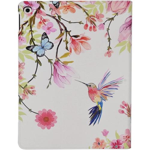 Rotating Case for iPad mini 5 2019/Mini 4 2015 (5th/4th 7.9 inch), Folding Smart Case Stand Shockproof TPU Cover with Pencil Holder Auto Sleep/Wake for Women Girl, Flower Hummingbird