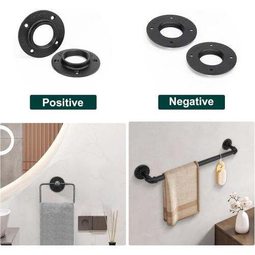 Industrial Pipe Floor Flange, Heavy Duty Malleable Iron Pipe Fittings, Wall Mounted Vintage DIY Threaded Flange for Decoration Steampunk Furniture Vintage Project, Black(4 Pack, 2 Inch)