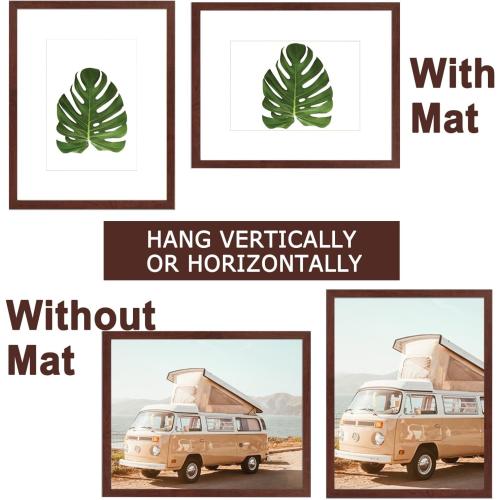 KTKDE 8x10 Picture frame Set of 2,Wine red Wooden Photo Frame 5x7mat or 8x10 Without Mat,Tempered Glass,10 by 8 Studio Gallery frames for Wall or Tabletop Family Friends Wedding Gift ideal gift