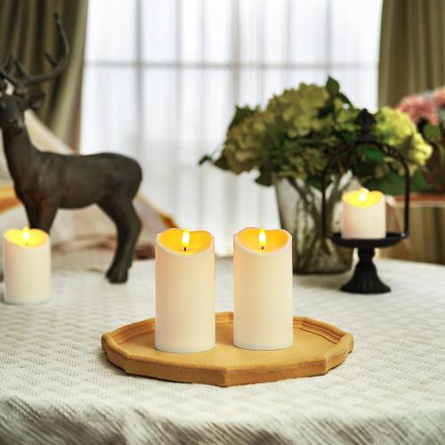 Homemory 6x3 Outdoor Waterproof Flameless Candles, LED Candles, Battery Operated Candles with Remote and Timers, Electric Fake Plastic Pillar Candles, Ivory White, Set of 2