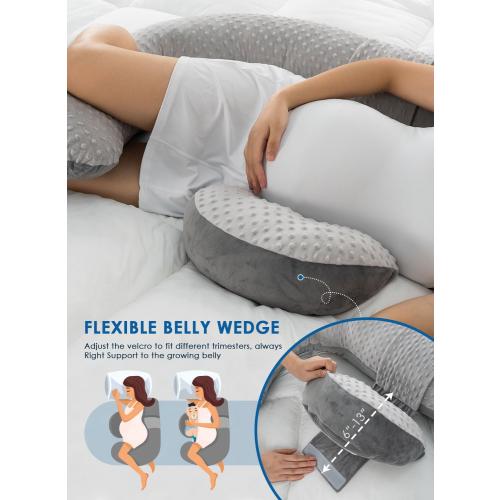 QUEEN ROSE Pregnancy Pillows for Sleeping, Extra Soft Maternity Pillow for Pregnant Women, F Shaped Body Pillow, Reversible Grey