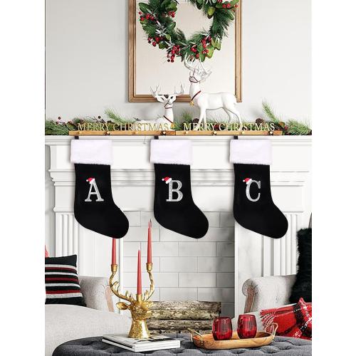 20 Inches Monogrammed Christmas Stockings with Letters,Super Soft Christmas Stockings Large Monogram Stockings Red Letter Stockings for Christmas Holiday Xmas Gift…
