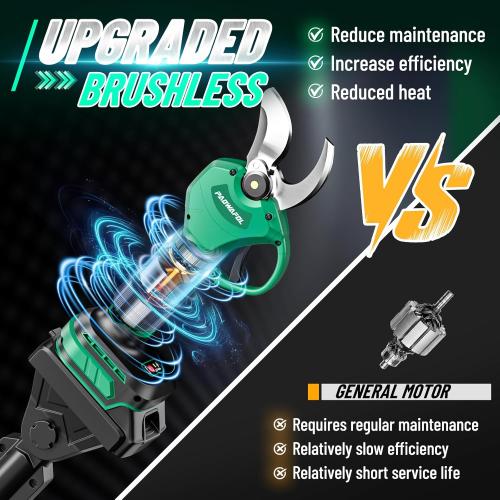 2-in-1 Cordless Electric Pruning Shears with Pole, 1.4 Cutting Diameter, Tree Trimmers Long Handle Pruner with 15 Ft High Reach, 2 *21V 2000mAh Battery Powered Pole Pruner for Tree Trimming