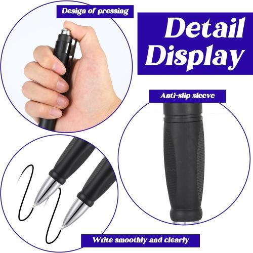 Big Fat Pens Easy Grip Writing Pen Black Ballpoint Thick Pen with 6pcs Replaceable Pens Refill Large pens for Elderly Women Men Office Work Warehouse