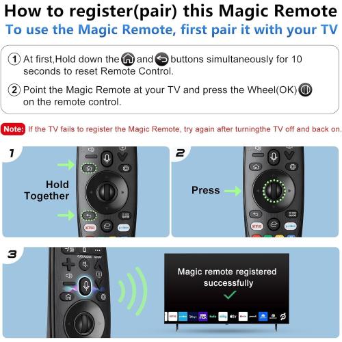 Voice Magic Remote Replacement Control, Compatible with LG Smart TVs, AN-MR20GA MR19BA MR21 MR22 MR23 Series, Google Assistant, Alexa Integration (AKB7585501 Voice)