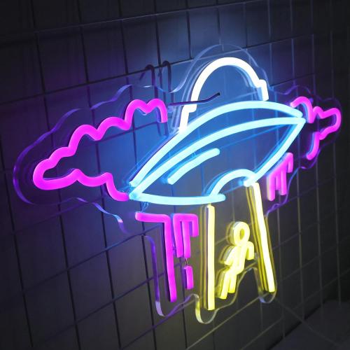 22-Inch Large UFO Neon Sign For Wall Decor, Dimmable Spaceship Neon Light, USB Powered Spaceship decor For sci-fi Fans Space-Themed Bar Restaurant Event Party Game Room Decoration, for Man's Gift