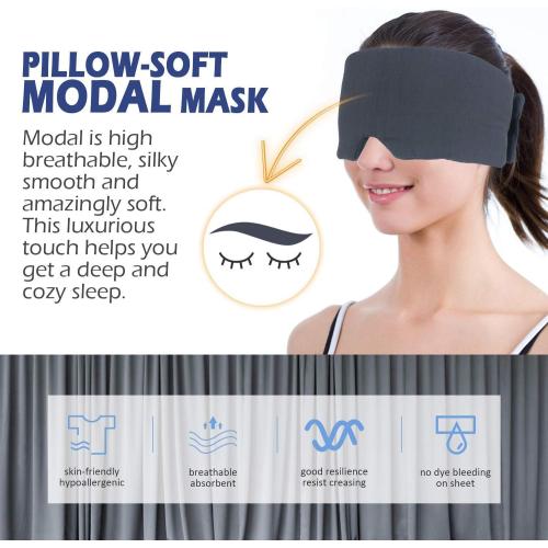 Mavogel Sleep Mask, Modal Material Eye Mask for Sleeping, Ultra Soft Skin Friendly Full Eye Covers for Women Men, Light Blocking Sleeping Mask for Travel Yoga Nap, Fully Adjustable Strap, Dark Grey