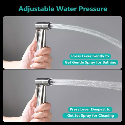 BARROCK Bidet Sprayer for Toilet, Handheld Jet Spray for Existing Toilets with Bidet Hose, Adjustable Water Pressure Muslim Shower, Stainless Steel Cloth Diaper/Feminine Wash Sprayer Brushed Nickel