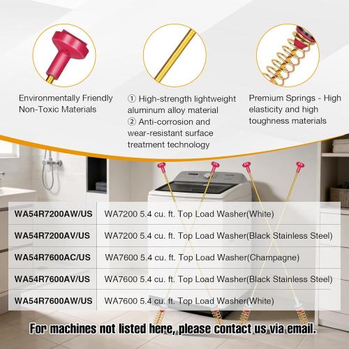 DC97-16350V Washer Suspension Rods(27.6in) for samsung Washer, Replacement for samsung Washer WA54R7200AW/US WA54R7600AC/US WA54R7200AV/US Suspension Rods, WA54R7600AV/US WA54R7600AW/US Rods