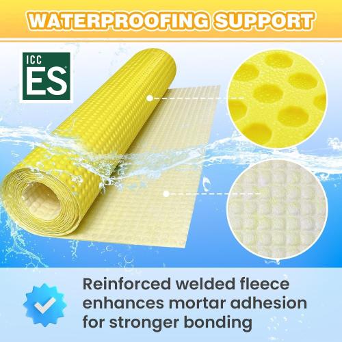 MAXKOSKO Uncoupling Membrane for Tile, 1/8''(3mm) Thick Waterproof Heated Flooring Underlayment Mat Tile Crack Prevention for Bathroom Shower Kitchen Basement‼️color: red‼️