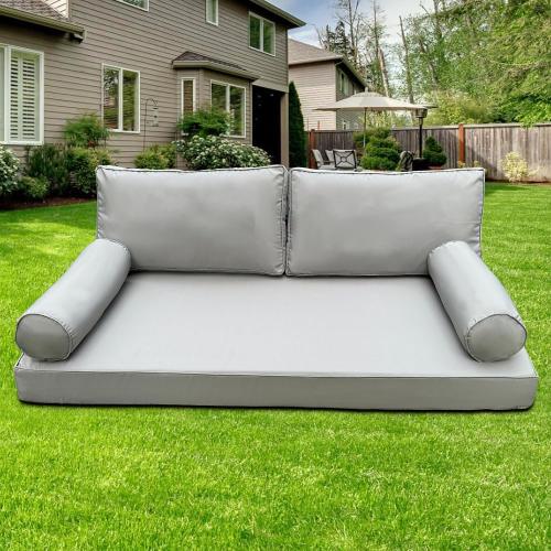 Outdoor Daybed Cushion Cover Twin,Daybed Mattress Bolster Pillow Fitted Sheet Cover,Twin Size Outdoor Daybed Cushion Cover（Cover ONLY Size 6 D x 75 W x 39 H, Dark Blue with White Trim