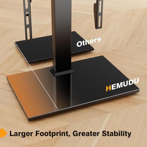 Universal TV Stand - Table Top TV Stand for 27-60 inch LCD LED TVs - 6 Level Height Adjustable TV Base Stand with Tempered Glass Base & Wire Management, VESA 400x400mm