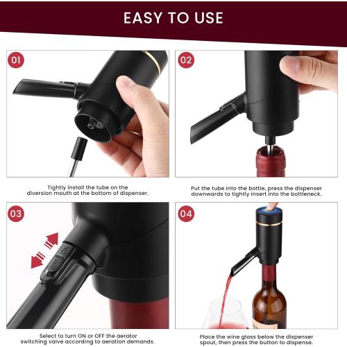 3-in-1 Electric Wine Aerator & Decanter Set with Stand Base - Automatic Pump Dispenser, Retractable Tube, and Built-in Pourer, Ideal Gift for Wine Lovers