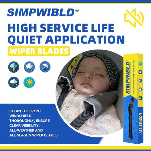 SIMPWIBLD OEM Quality 26 inch   21 inch SIMPWIBLD Premium All Season Automotive Front Windshield Natural Rubber J-Hook Wiper Blades (2 Pack)