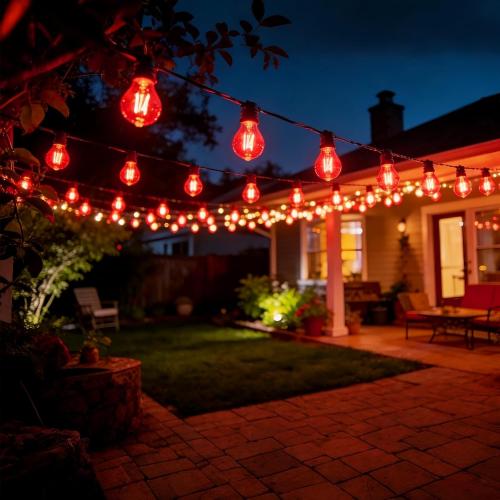 15 Pack S14 LED Red String Light Bulbs, Shatterproof 2 Watt Replacement Bulbs for Outdoor String Light, Waterproof Decorative E26 Base Red Filament Edison Christmas Light Bulbs, 120V