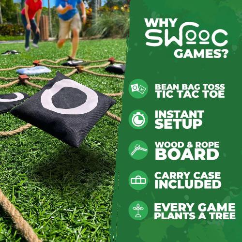 Size 3ftx3ft Swooc Games® - Giant Tic Tac Toe Game Outdoor (All Weather) | 3ft x 3ft | Instant Setup, No Assembly | Giant Outdoor Games for Adults and Family | Outside Toys | Large Lawn & Backyard Fun | Yard Game