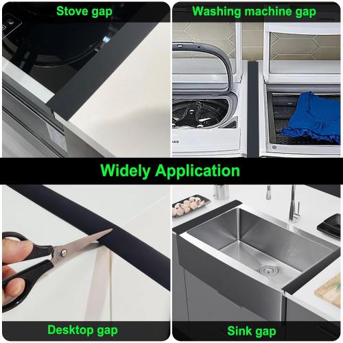 KindGa Silicone Stove Counter Gap Cover - 25 Inch Gap Filler 2 Pack Black