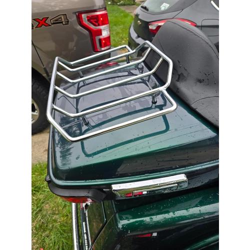 Motorcycles Air Wing Black Luggage Rack Carrier Trunk Top Rack Rail Mount Compatible with Harley Touring CVO Street Glide Electra Glide Road Glide Road King Ultra Limited 1984-2025