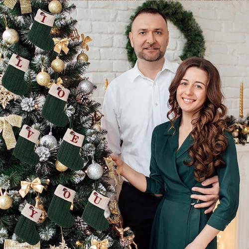 7 inch Mini Cute Knit Monogram Embroidered Christmas Stocking Personalized Initial Christmas Stocking Family Holiday Xmas Party Decor Christmas Decorations