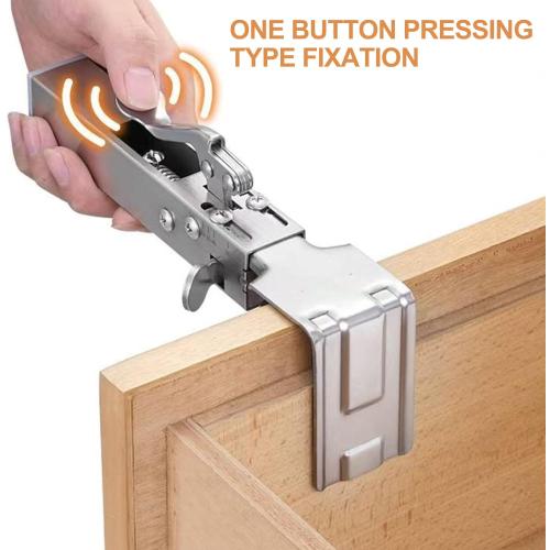 2Pcs Drawer Front Installation Clamps 21 to 50mm Width Drawer Front Clamps Right Angle Stainless Steel Adjustable Fixing Clamp with Press Handle Installation