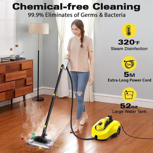 TVD Steam Cleaner for Home, Steamer for Cleaning With 26 Accessories | for Floor, Tile, Grout, Kitchen,Upholstery | 285°F Deep Cleaning | 5-Bar Pressure | 1.5L Tank | 5M Power Cord | Chemical-Free