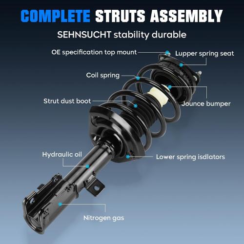 Front Spring Strut & Sway Bar Links for Chrysler 200 2011-2014, for Sebring 2007-2010, for Dodge for Avenger 2008-2014, w/Coil Shock Absorber Replace for 271131, 271130, K750385, 2012 2013 2008 2009
