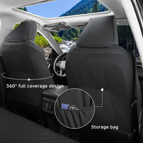 GIANT PANDA Full Set Car Seat Covers Fit for Toyota Highlander 2020 2021 2022 2023 2024 2025 2026 XLE/XSE/Limited/Platinum/Hybrid 2nd Row Captain Chair, 7 Seats, Three Rows, Faux Leather (Black)