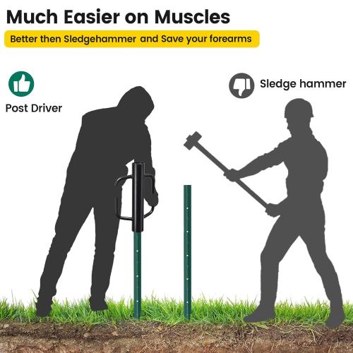 Fence Post Driver, 17 Inch Post Driver with Handle, 2.7 inch Inner Diameter Hand Post Pounder, 12LB Heavy Duty Black Iron T Post Pole Pounder Hand Post Rammer for U Fence Post Wooden Post