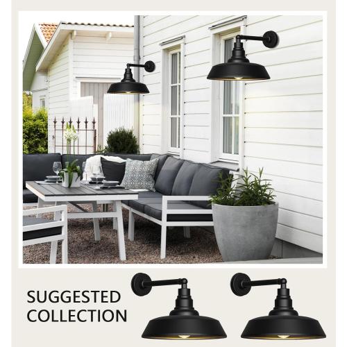 18 Large Gooseneck Barn Light - Outdoor Barn Light is Made of Durable, Rust-Resistant Materials for Long-Lasting use, Black Industrial Lighting Fixture for Farmhouse Garage Patio